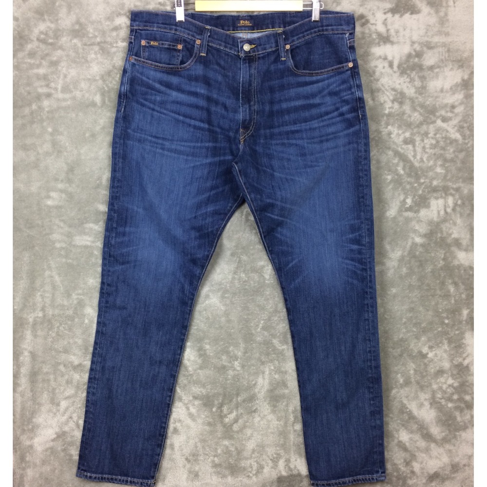 Polo Ralph Lauren Jeans Mens 38x34 Parkside Active Taper Whiskers Stretch Blue